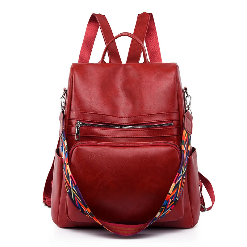 KMFFLY Damen Lederlook Rucksack Vintage – Hochwertiger Anti-Diebstahl Rucksack für Schule, Freizeit & Reisen, stilvolle Schultertasche für Frauen