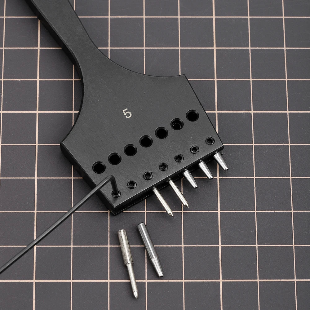 WUTA 3G Plancha para pinchar cuero con Wechselkopf – Professionelles Lederlochwerkzeug aus 4Cr13 Stahl, Austauschbare Chisel- &amp; Punch-Köpfe para bricolaje Lederarbeiten 