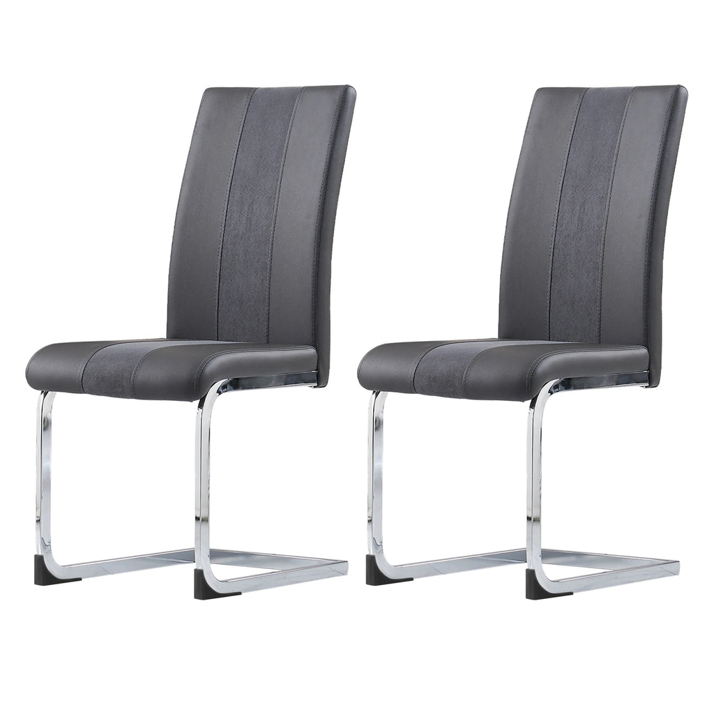 JYMTOM Set aus 4 Freischwinger-Esszimmerstühlen aus Kunstleder – Moderne Dining Chairs mit hoher Rückenlehne & verchromtem Metallrahmen