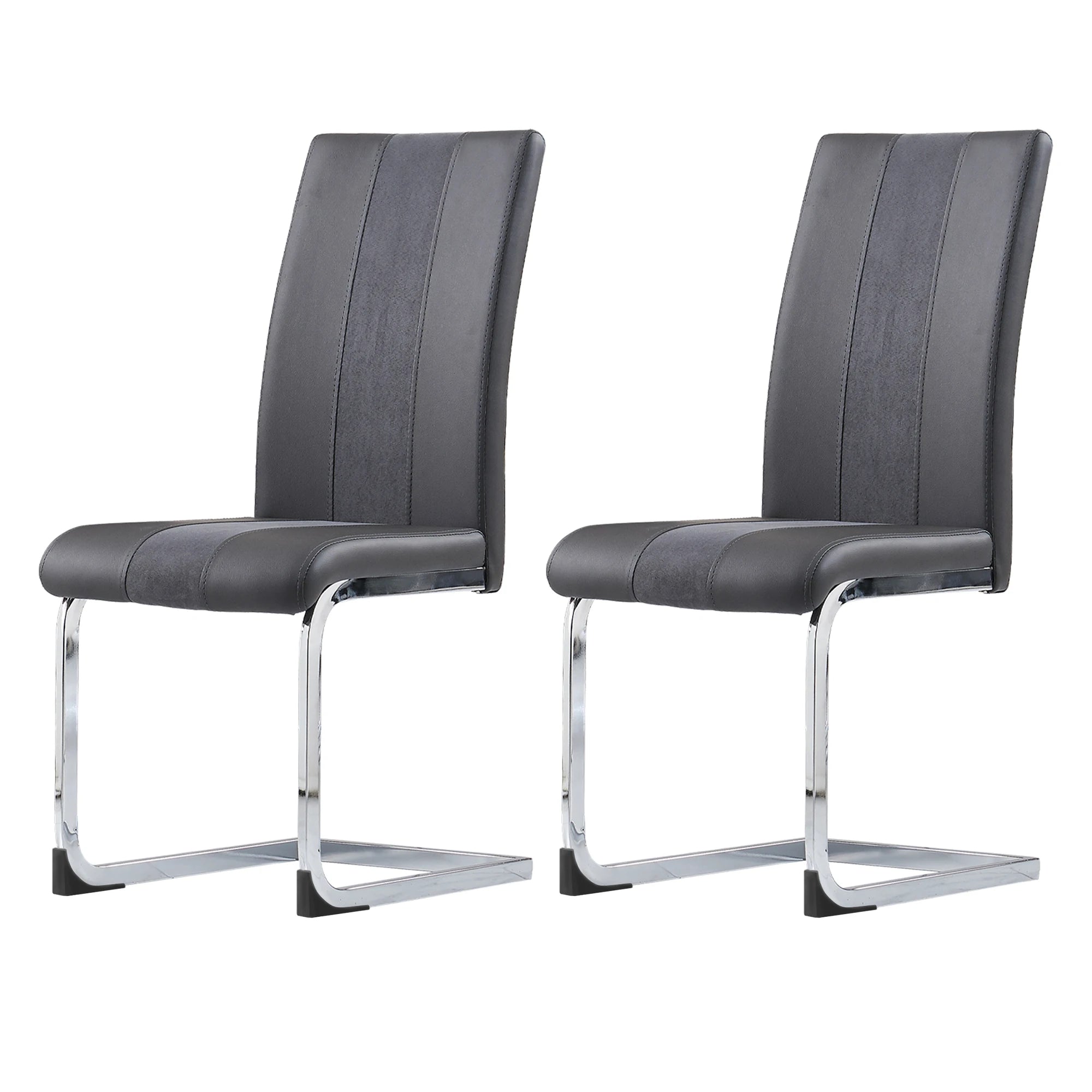 JYMTOM Set aus 4 Freischwinger-Esszimmerstühlen aus Kunstleder – Moderne Dining Chairs mit hoher Rückenlehne & verchromtem Metallrahmen