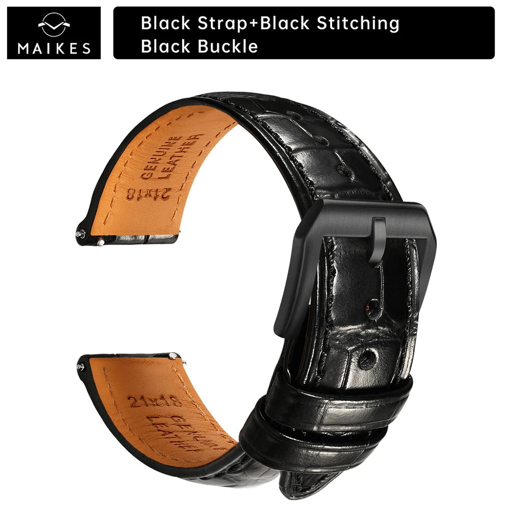 MAIKES Brassard de luxe en cuir avec dégagement rapide - Brassard Premium 20 mm / 21 mm / 22 mm avec fermeture papillon pour brassard élégant