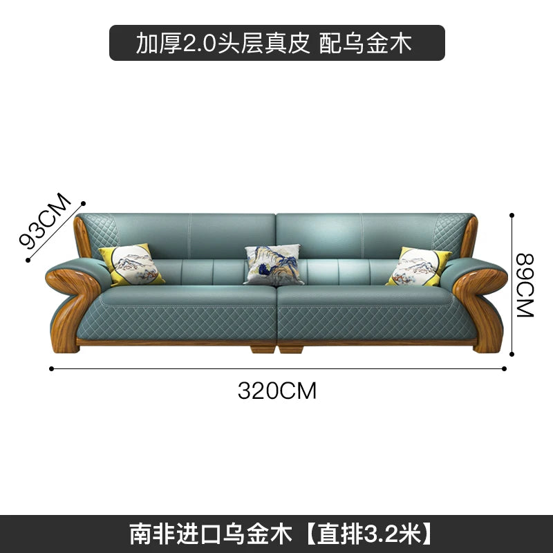 Nordisches Leder-Ecksofa im minimalistischen Design – Modulares L-/U-Form Lounge-Sofa aus Echtleder mit Massivholzfüßen