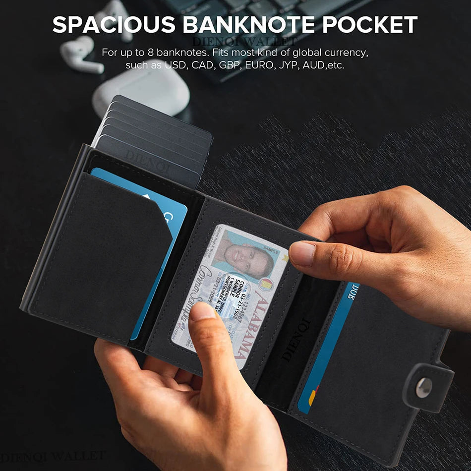 SMILEY SUNSHINE Herren RFID Carbon Fiber Mini Wallet – Slim Kreditkartenhalter mit AirTag Fach, Luxus Minimalistische Geldbörse