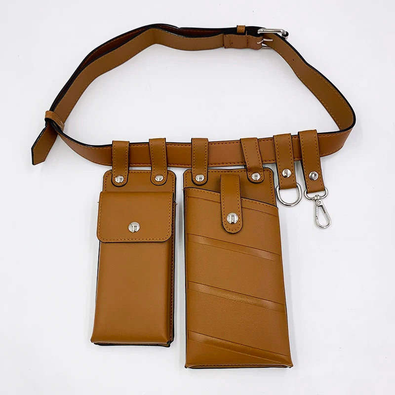 REREKAXI 2er-Set Damen Hip-Hop Bauchtaschen – PU-Leder Fanny Pack & Crossbody Chest Bag, Streetwear Gürteltaschen für Frauen