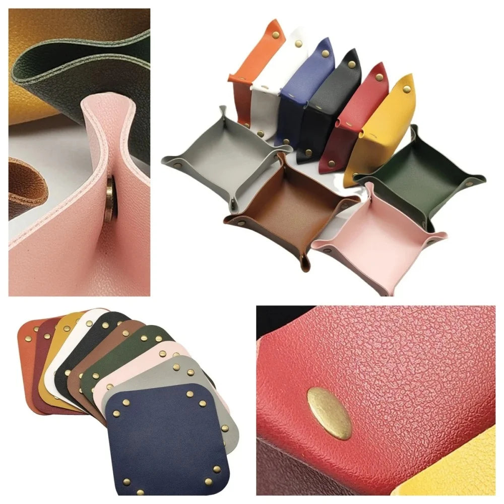 Nordische PU Leder Ablageschale 25 × 25 cm – Faltbare Design-Aufbewahrung für Schmuck, Kosmetik & Schlüssel