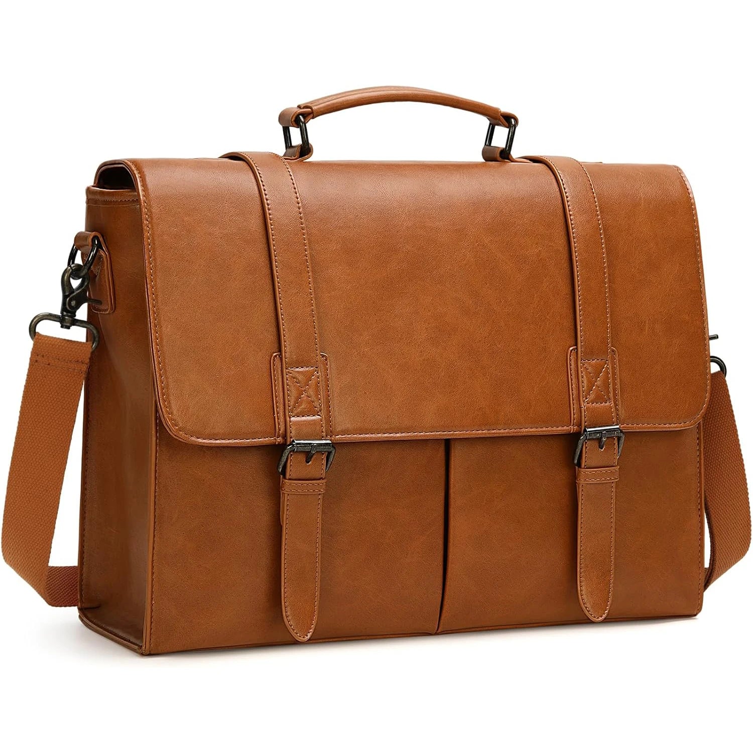 RAINSMORE Herren Messenger Bag – Wasserfeste PU-Leder Aktentasche & Laptop-Tasche, Große Kapazität, Vintage Business Satchel