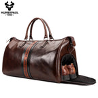 HUMERPAUL Herren Leder Weekender Bag – Große Vintage Reise Duffle Bag aus echtem Rindsleder mit Schuhfach für Business und Kurztrips