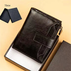 Herren Leder Geldbörse – Kurzform Vintage PU Wallet mit Mehrfachkartenfächern & Geschenkbox