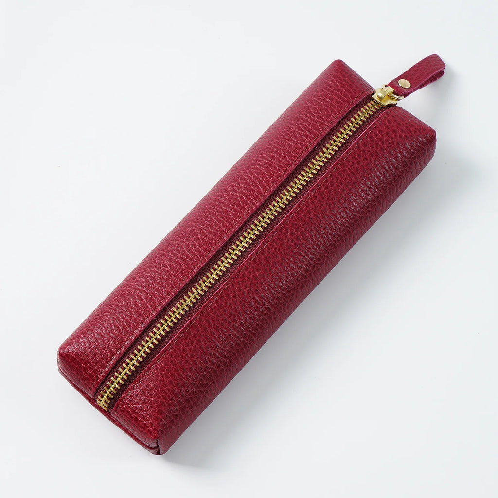 Personalisierte Leder Stifteetui aus echtem Rindsleder – Wasserdichte Reißverschluss-Stifttasche mit Namensgravur