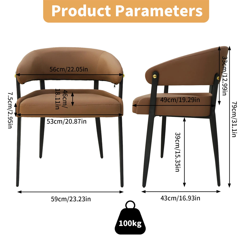 Set aus 2 luxuriösen Esszimmerstühlen aus Mikrofaserleder – Gepolsterte Dining Chairs mit Armlehnen für Küche, Restaurant, Hotel & Büro