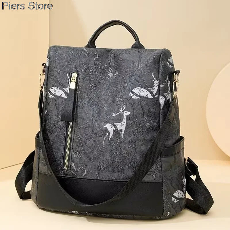 Großer Damen Rucksack aus weichem Lederlook – Modischer Softback Studentinnen-Rucksack mit viel Stauraum 