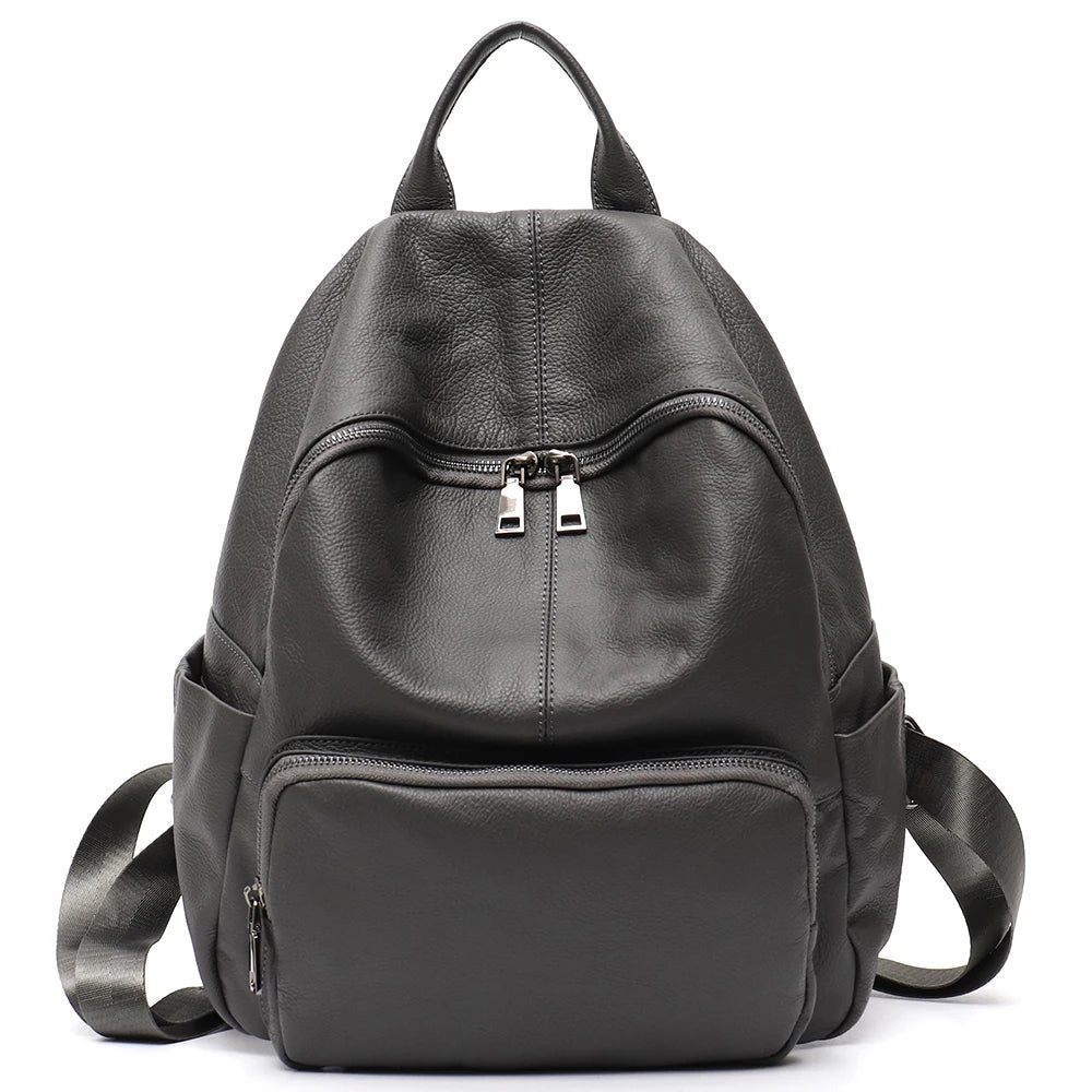STEPHIECATHY Rucksack aus weichem Echtleder – Unisex Leder-Rucksack mit Multi-Reißverschlussfächern für Alltag & Reise