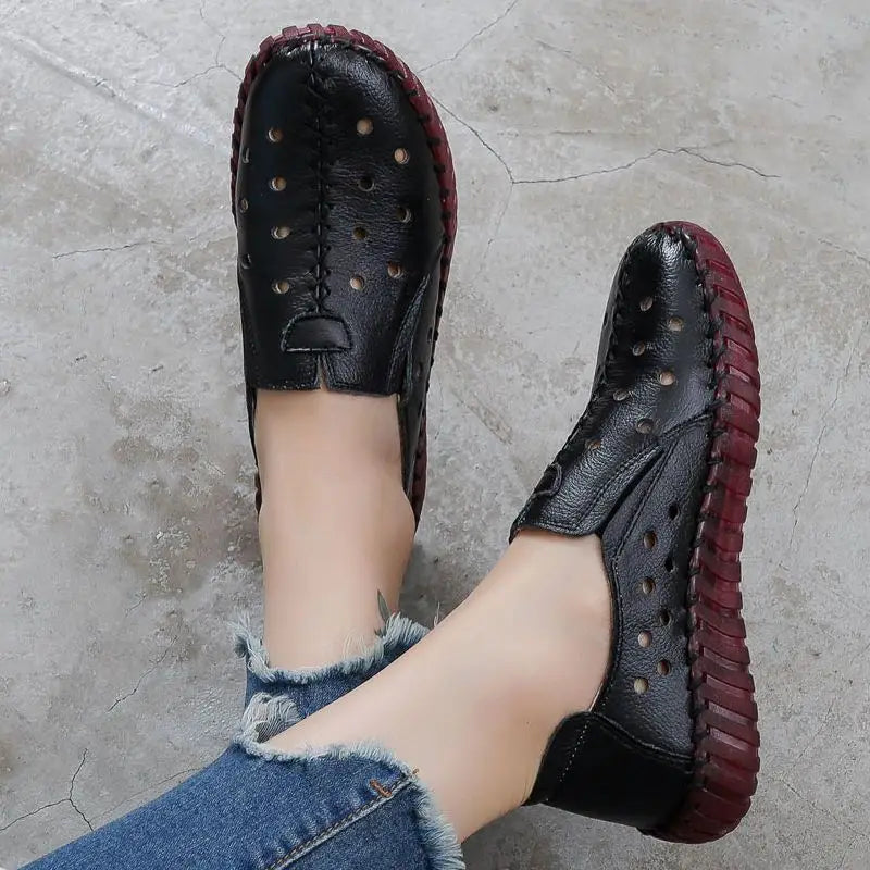 Lorilury Damen Leder Ballerinas WB-256K – Große Größen Moccasins, Slip-On Loafers aus Rindsleder für Sommer und Alltag