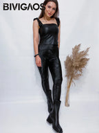 BIVIGAOS Legging en cuir pour femme avec lettres graffitis - Legging chaud en polaire taille haute, style gothique automobile pour l'hiver et l'hiver 