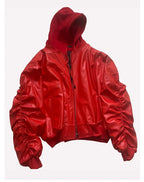 Bomberjacke surdimensionné en cuir PU pour hommes en noir – Veste de créateur chaude avec des vêtements de style streetwear pour l'hiver et l'hiver