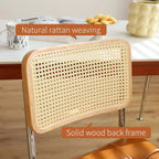 Moderne Rattan-Esszimmerstühle aus Kunstleder mit Chrombeinen – Sillas auxiliares de diseño de mediados de siglo para Esszimmer, Wohnzimmer &amp; Küche