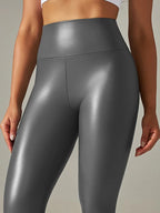 FITTOO Damen Winter Lederleggings High Waist – Skinny Push-Up PU Leggings mit Samt-Innenfutter & Stretch