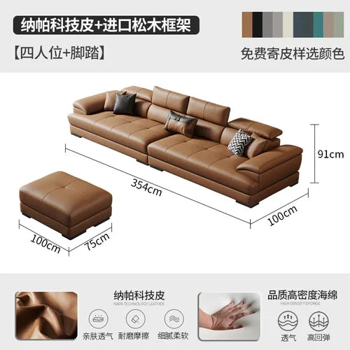 Europäisches Luxus Ecksofa aus Echtleder – Modulares L-Form Designer-Sofa for das Wohnzimmer, moderne et élégant