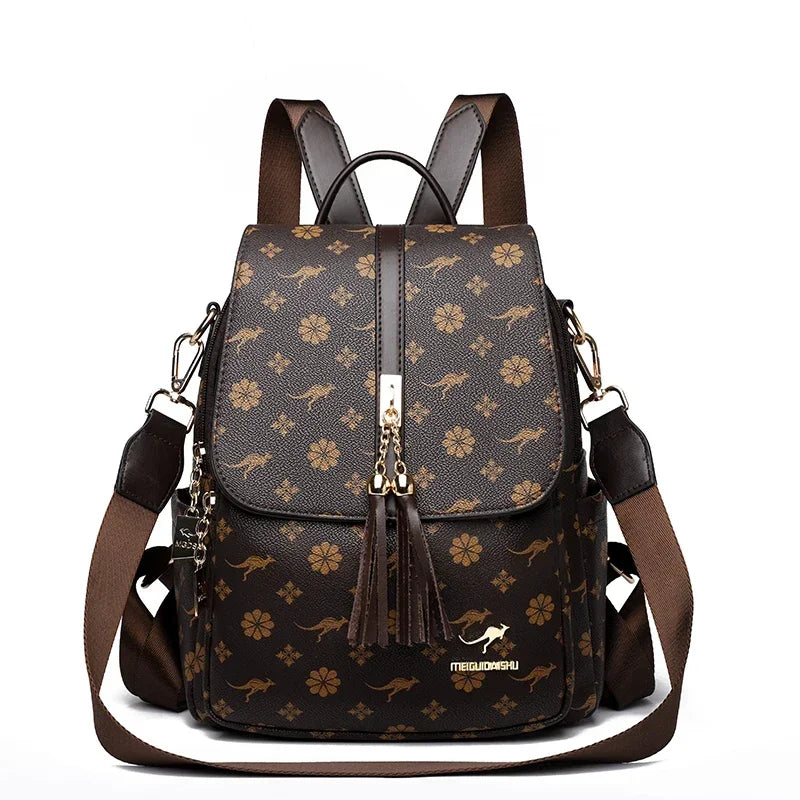 VANDERWAH Damen Leder Rucksack – Luxus Designer Rucksack mit Quaste, wasserdicht & elegant, große Innenaufteilung