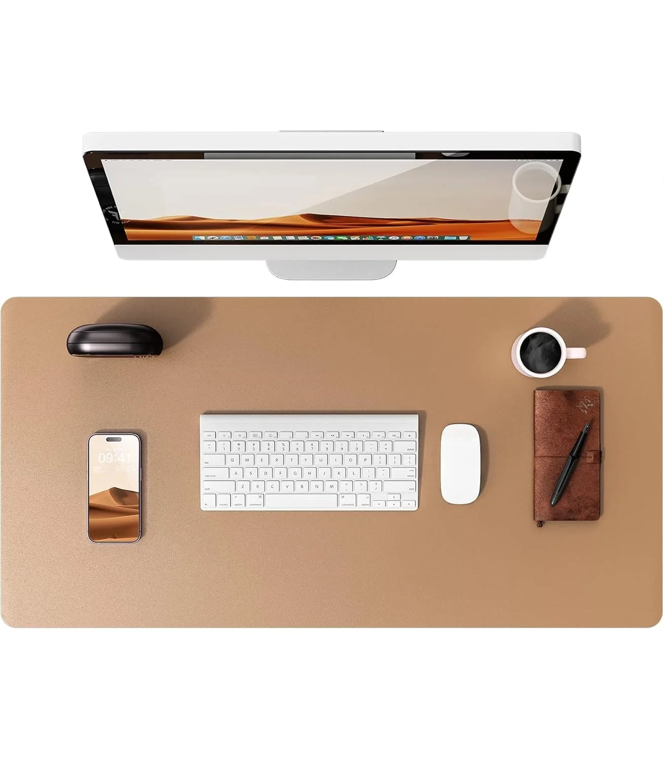 Großes Leder Schreibtischunterlage & Mousepad – Rutschfeste PU Leder Desk Mat als eleganter Tischschutz für Büro & Homeoffice