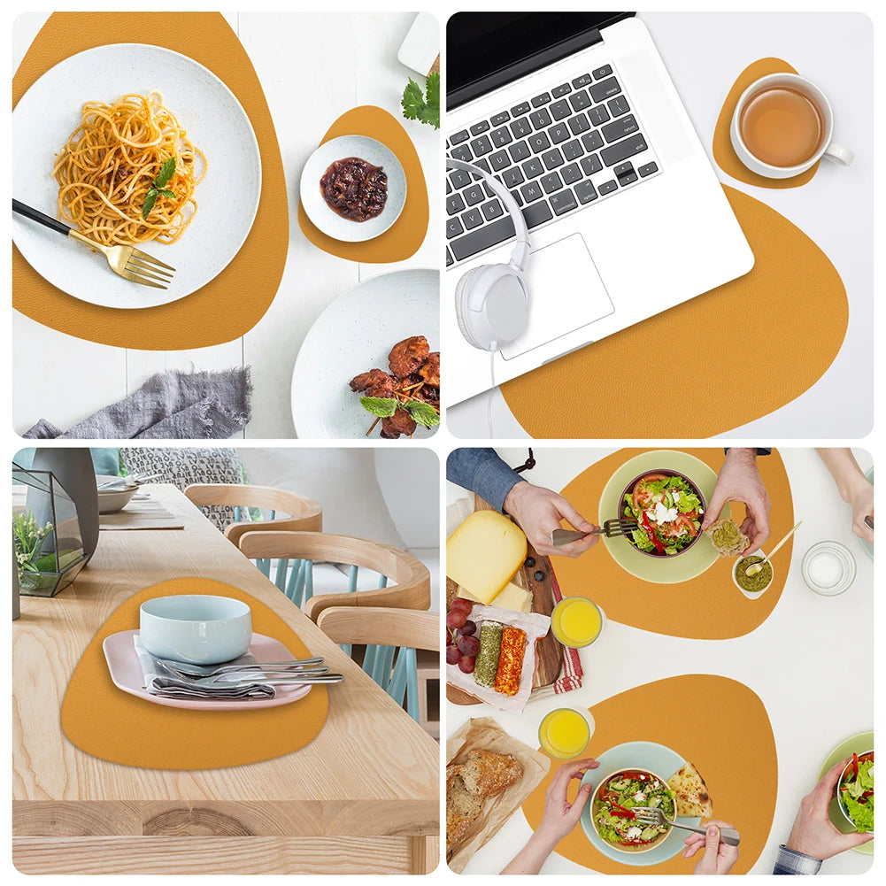 Wendbare PU-Kunstleder Tischsets & Untersetzer – Hitzebeständige, rutschfeste Platzmatten im modernen Design für Esstisch & Weihnachtsdeko (Set mit 4)