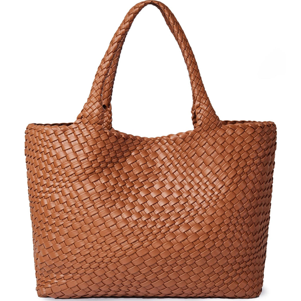 Woven Tote Bag für Damen – Veganes Leder, Große Schultertasche & Strandtasche, Vielseitige Reise- und Alltagstasche