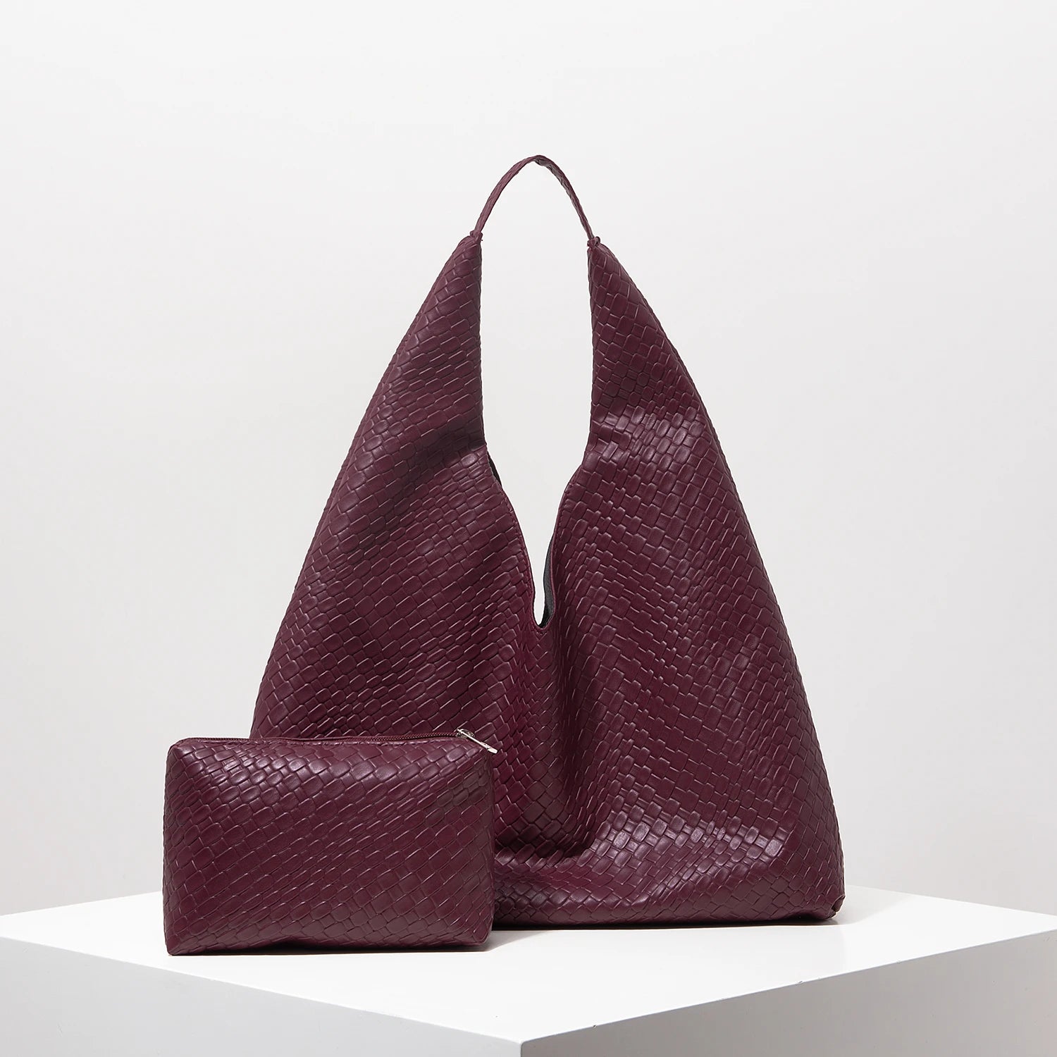 Vintage PU-Leder Woven Shoulder Bag – Große Kapazität Tote Bag mit Geldbörse, Minimalistische Damenhandtasche, Mutter-Kind Kombi Bag