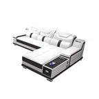 Modernes Luxus Ecksofa en Leder – Canapé multifonctionnel en forme de L, canapé d'immersion design minimaliste pour femmes de style