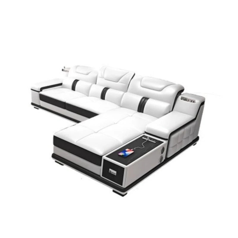 Modernes Luxus Ecksofa en Leder – Canapé multifonctionnel en forme de L, canapé d'immersion design minimaliste pour femmes de style