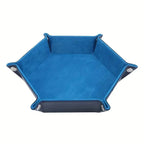 Sechseckiger Leder Würfeltray – Faltbare PU-Leder Dice Tray mit Samt-Innenfläche für Tabletop Gaming & Büro-Organisation