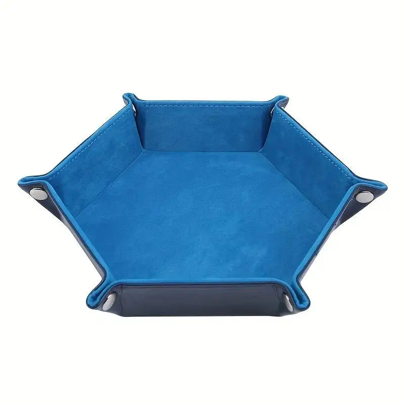 Sechseckiger Leder Würfeltray – Faltbare PU-Leder Dice Tray mit Samt-Innenfläche für Tabletop Gaming & Büro-Organisation
