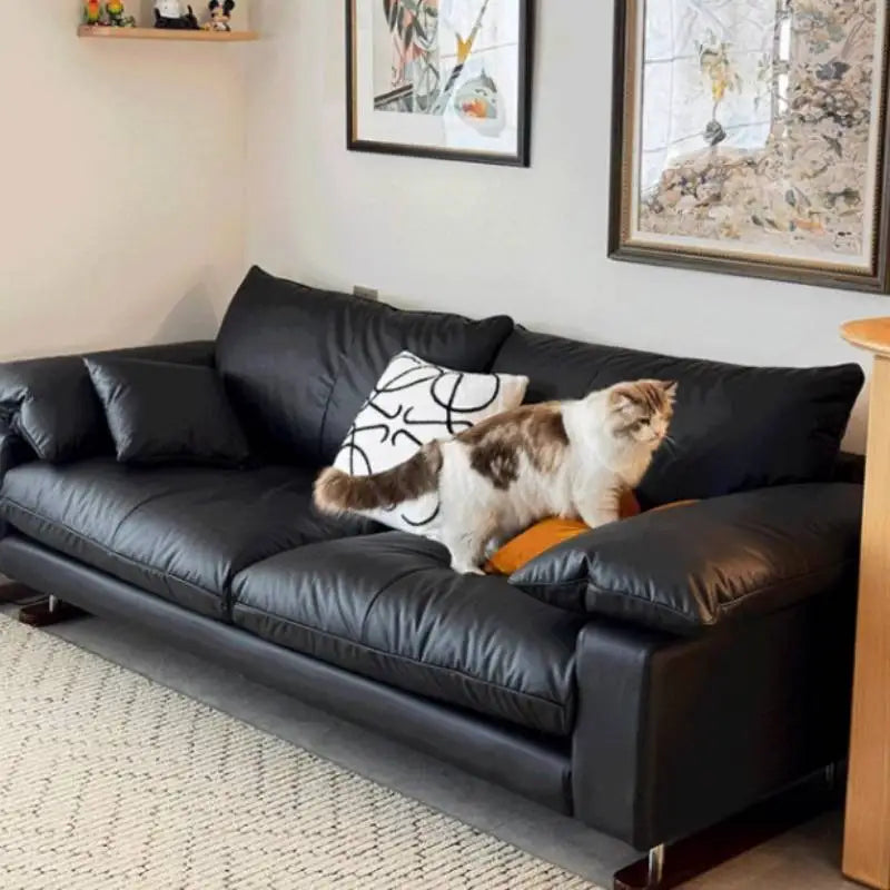 Vintage Designer Leder Sofa aus Massivholz – Elegantes Luxus Lounge Sofa für das Wohnzimmer aus echtem Leder