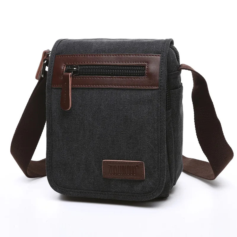 IGETBAG Unisex Canvas Messenger Bag – Hochwertige Schultertasche, Kleine Quadratische Tasche für Schule, Arbeit und Alltag