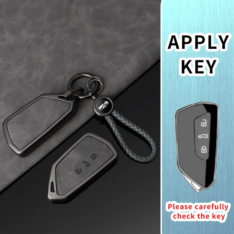 Premium Autoschlüssel Hülle aus Metall & Leder für VW Golf 8 (MK8), ID.3, ID.4 – Passend für Cupra, Skoda Octavia A8 & Seat Leon MK4 (2020–2021)
