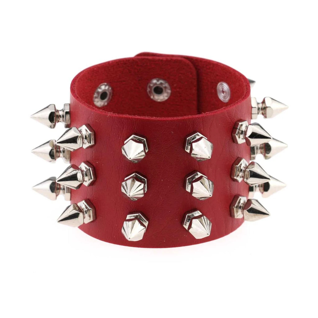 Punk Rock Nietenarmband aus Leder – Gothic Cuff Bracelet für Damen & Herren, Unisex Armband für Alltag, Karneval, Valentinstag & Halloween