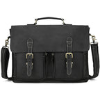 Luufan Vintage Herren Aktentasche aus echtem Crazy-Horse-Leder - Bolsa grande para negocios y portátiles con bolsa de seguridad para 15 pulgadas 