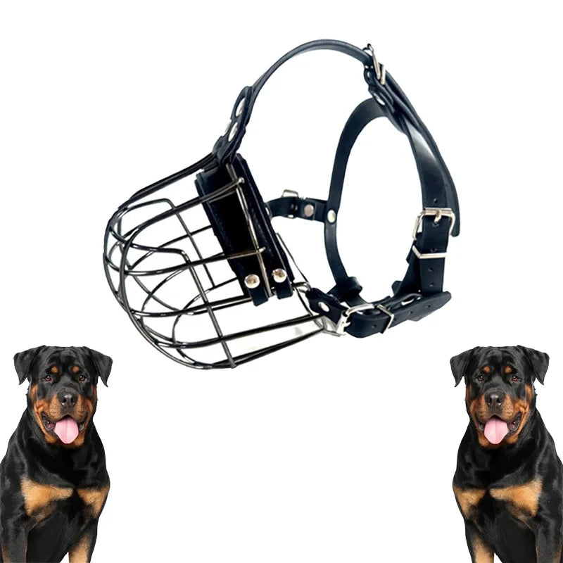 Verstellbarer Drahtkorb-Hunde­maulkorb für große & sehr große Hunde – Robuster, atmungsaktiver Trainings-Maulkorb mit Leder-Riemen