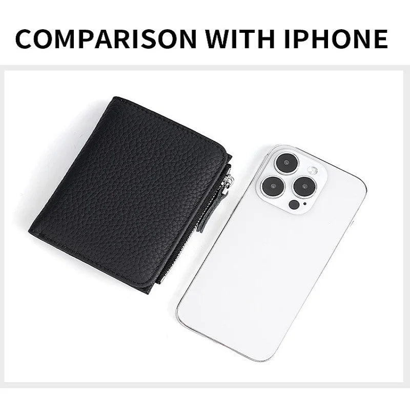 Genuine Leather Damen RFID Geldbörse – Kleine Bifold Kurzbörse mit Reißverschluss-Münzfach & Mehrfachkartenhalter