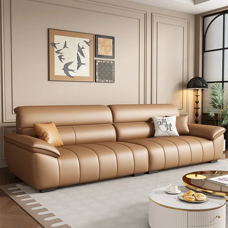 Designer Leder Lounge Sofa – Italienisches Luxus Wohnzimmersofa aus echtem Leder, modern & minimalistisch