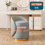 360° drehbarer Lederhocker aus Kunstleder – Moderner Schmink- &amp; Eingangsbereich-Hocker für Flur, Wohnzimmer &amp; Schlafzimmer