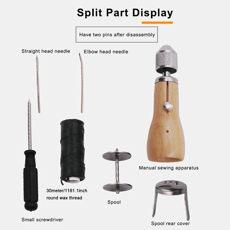8-teiliges DIY Leder Nähset – Handnäh-Werkzeug für Kantenstich, Gürtel, Schuhe & Canvas-Reparatur