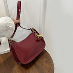 Vintage Retro Damen Schultertasche aus PU-Leder – Crossbody Handtasche mit Kirsch-Anhänger, Weich & Lässig