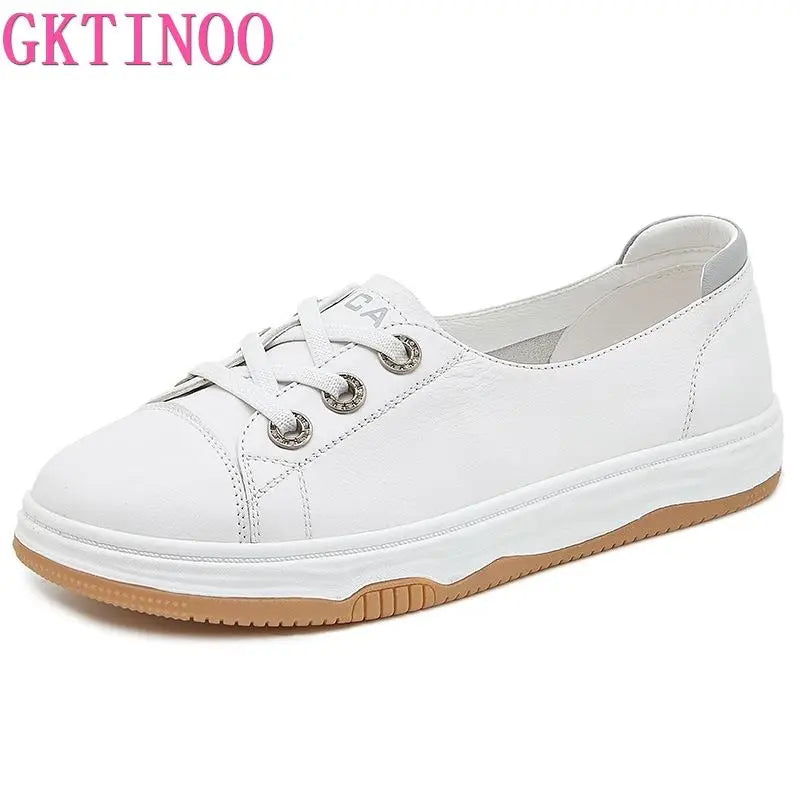 Damen Leder Sneaker Slip-On – Luxus Casual Schuhe aus echtem Leder, flache Designer-Sneakers für Frühjahr &amp; Sommer 