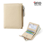 Genuine Leather Damen RFID Geldbörse – Kleine Bifold Kurzbörse mit Reißverschluss-Münzfach & Mehrfachkartenhalter