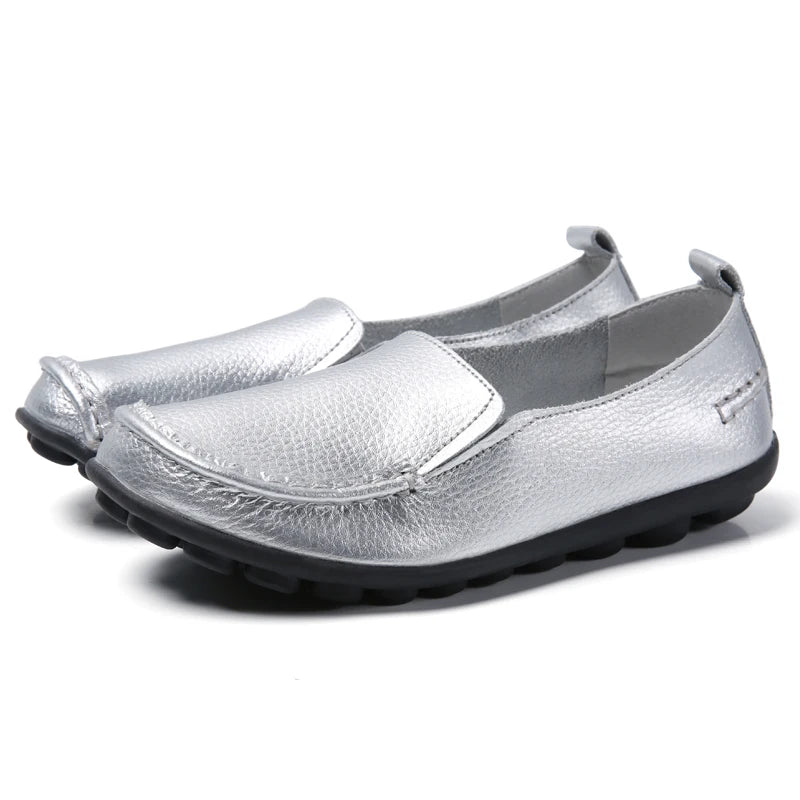 HAJINK Damen Flats 2024 – Weiche Slip-On Loafers aus echtem Leder, elegante Moccasins für Alltag & Freizeit, Plus Size