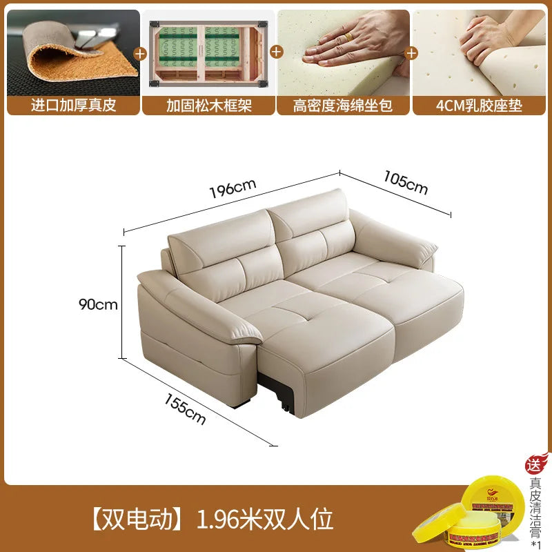 Leder Schlafsofa 2025 – Intelligentes elektrisches Sofa Bett für kleine Wohnungen, multifunktionales Faltsofa im Light-Luxury Design