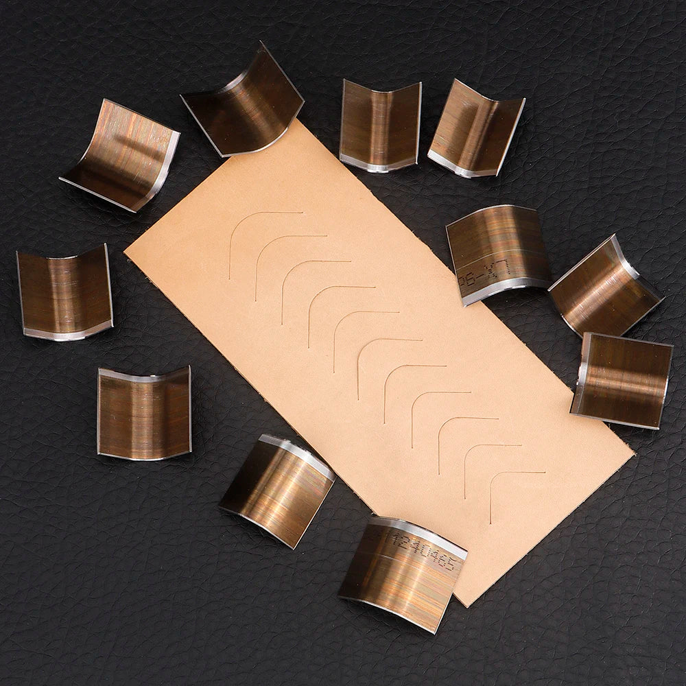 QJH Kit de poinçons en cuir – Outils de poinçonnage d'angle haut de gamme en acier au carbone pour outils à main, couteaux et sacs (R2–R18)