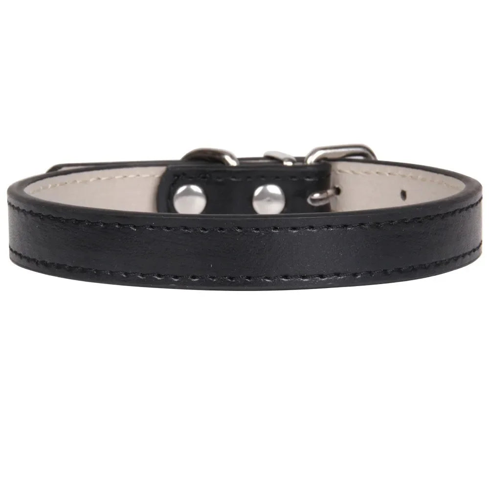 Weiches Leder Hunde- & Katzenhalsband – Verstellbares PU-Leder Halsband mit Schnalle für kleine, mittlere & große Hunde (16 Farben)