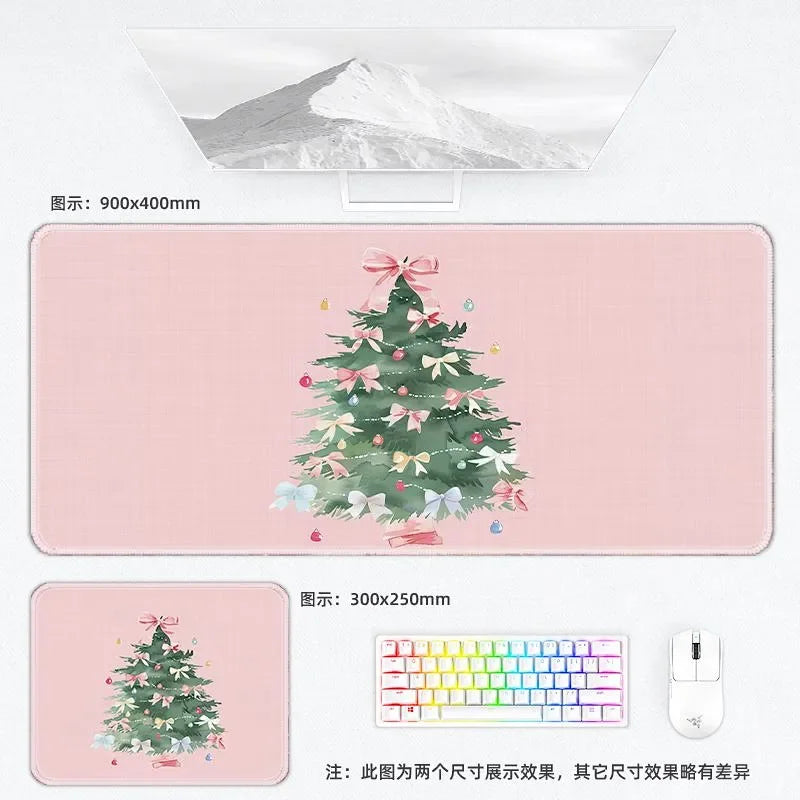 Weihnachtliche XXL PU Leder Schreibtischunterlage - Alfombrilla de ratón con dibujos animados Kawaii para ordenador, teclado y portátil 