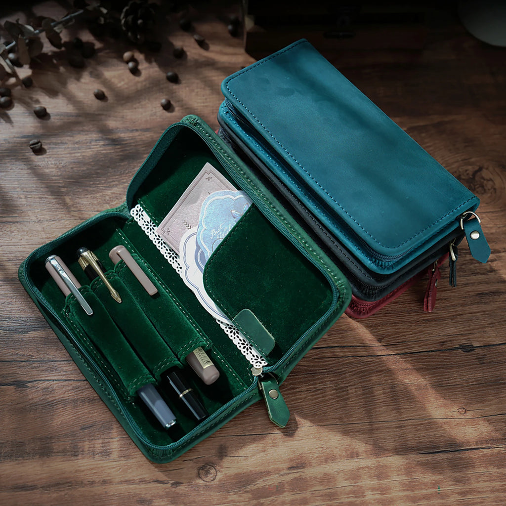 Echtes Leder Stifteetui mit Reißverschluss – Multifunktionale Pen Pouch & Organizer für Schule & Büro